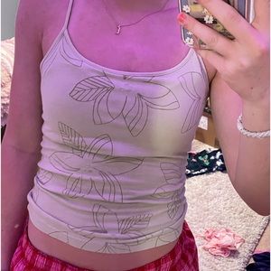 green leaf pattern baby tank, stretchy, women’s small